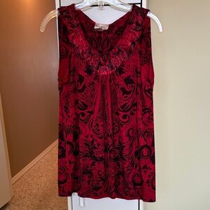Lavish Scarlet and Ebony Floral Blouse